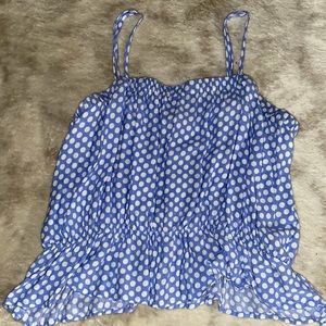 L (fits like a S) Blue with White Dots Forever 21 Crop Top